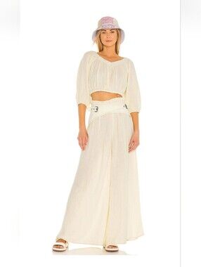 Free People Lou Lou Gauze Two-Piece Crop Top & Wide Leg Set